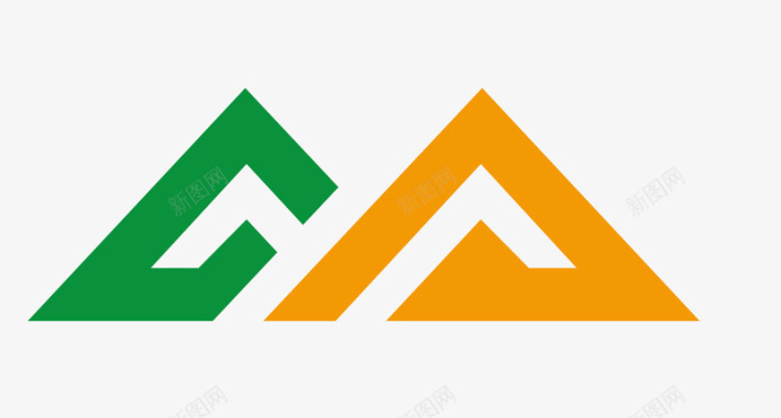 黄绿色三角形叠加logo图标图标