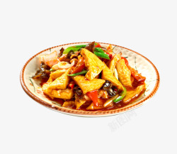 中餐厅菜谱三角豆腐釀高清图片