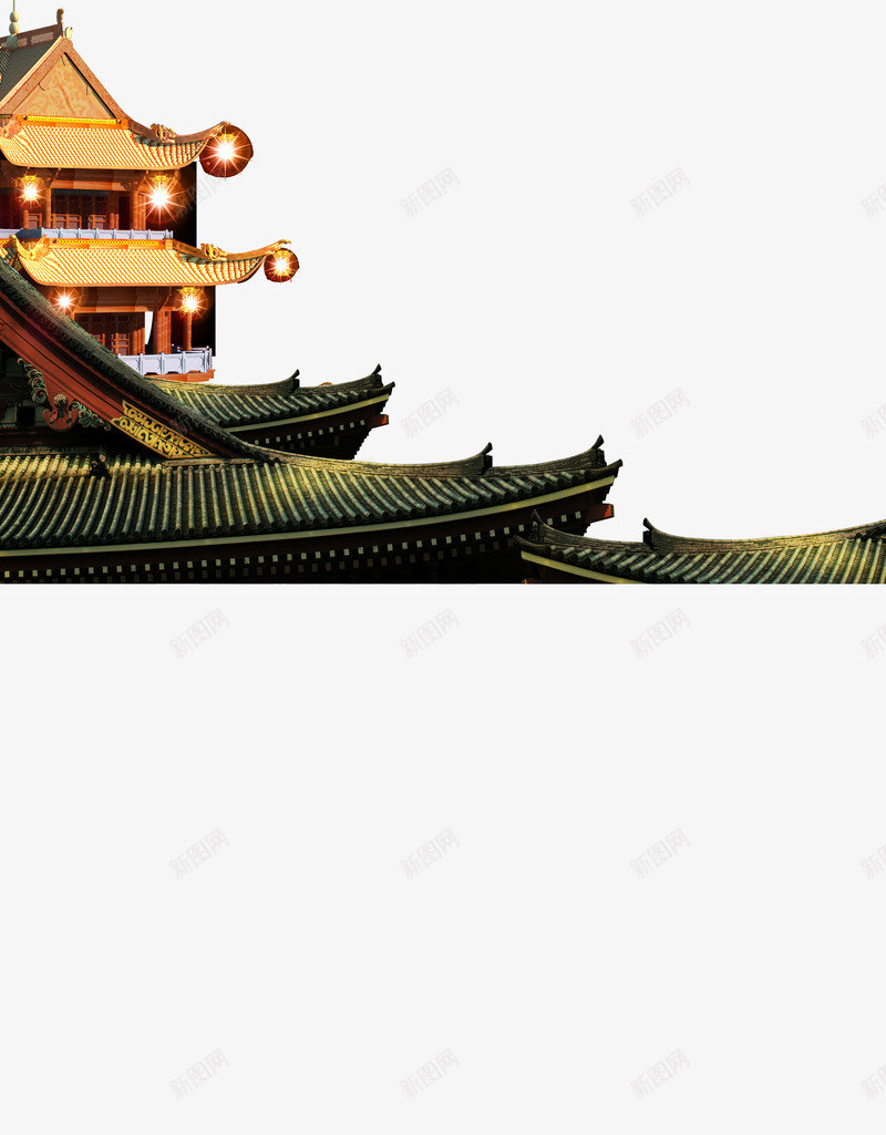 古建筑png免抠素材_88icon https://88icon.com 中国风 元宵节 古建筑 炫光 节日