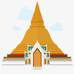 泰国建筑黄色泰国建筑手绘矢量图高清图片