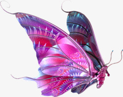 手绘创意合成紫色的飞舞的蝴蝶素材