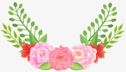 对称花环手绘对称花卉花朵装饰高清图片