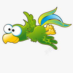 飞翔的绿色卡通小鸟素材