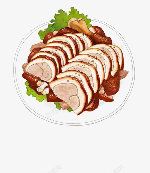 鸭肉png免抠素材_88icon https://88icon.com 中式料理 卡通 料理 料理插图 酱鸭肉 食物