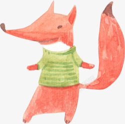 手绘穿衣服的小狐狸素材