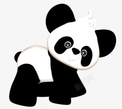 黑白色卡通版的小熊猫素材