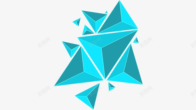 蓝色立体三角型png免抠素材_88icon https://88icon.com PPT元素 冰蓝 立体三角型 蓝色