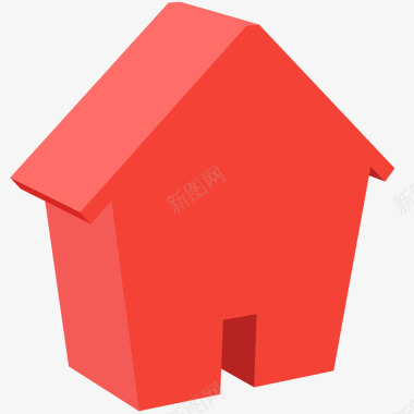 创意建筑红色立体房屋元素矢量图图标图标