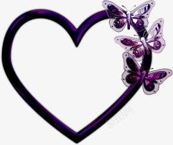 紫色蝴蝶爱心边框素材