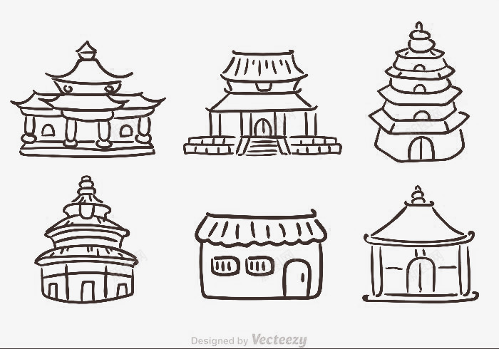 中国古建筑简笔画png免抠素材_88icon https://88icon.com 中国古建筑 可爱风 简笔画