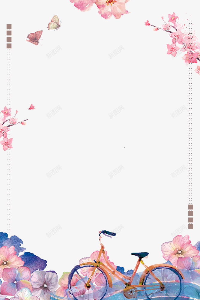 春季花朵蝴蝶梦幻装饰边框png图片免费下载-素材jlofybjp-88ICON