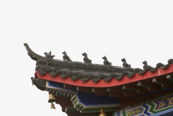 中国传统旧时代麒麟雕刻屋檐素材