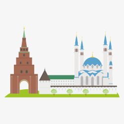 白色大楼俄罗斯建筑旅游景点轮廓矢量图高清图片
