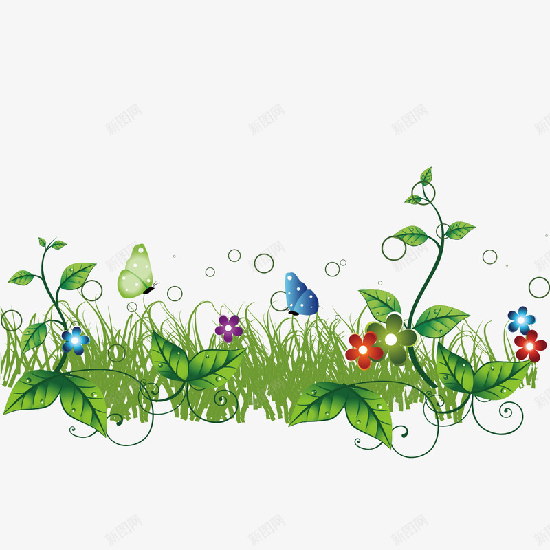 草地上的蝴蝶矢量图ai免抠素材_88icon https://88icon.com 小草 花 草地 蝴蝶 矢量图