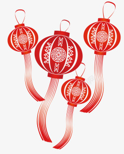 红色喜庆新年灯笼装饰矢量图素材