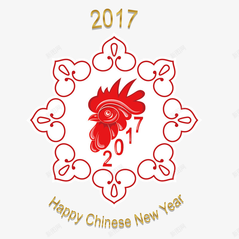 鸡年矢量图ai免抠素材_88icon https://88icon.com 2017 中式花边 公鸡 新年 春节 鸡年 矢量图