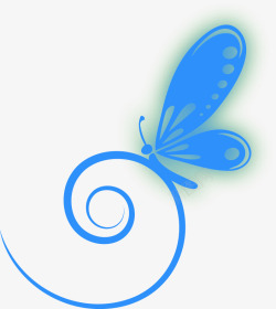 蓝色卡通蝴蝶形状效果图素材