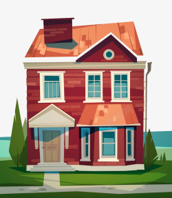 彩色住宅卡通独栋住宅图标高清图片