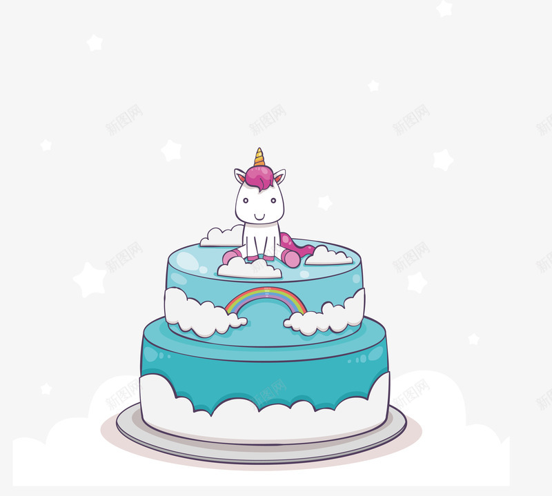 蓝色独角兽蛋糕png免抠素材_88icon https://88icon.com 手绘蛋糕 浪漫蛋糕 独角兽 矢量png 蓝色蛋糕 蛋糕