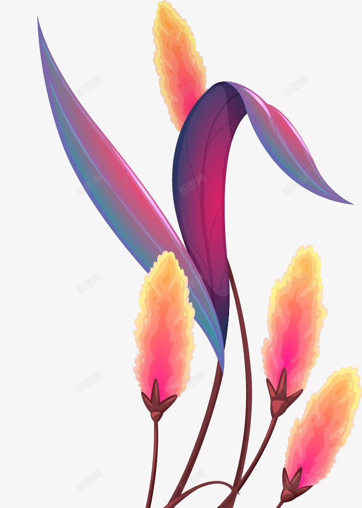 手绘紫色羽毛植物png免抠素材_88icon https://88icon.com 创意 彩色图 手绘 手绘图 时尚 简单 羽毛植物