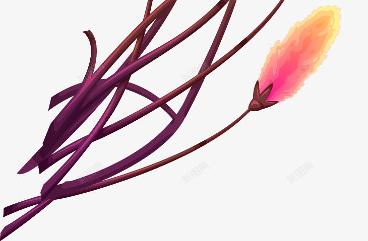 手绘紫色羽毛植物png免抠素材_88icon https://88icon.com 创意 彩色图 手绘 手绘图 时尚 简单 羽毛植物