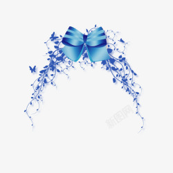 蓝色蝴蝶结花藤素材