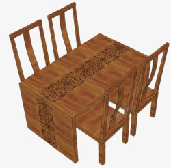 手绘简易家具中式餐桌凳子草图素材
