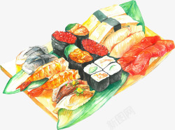 彩色手绘的日本料理素材