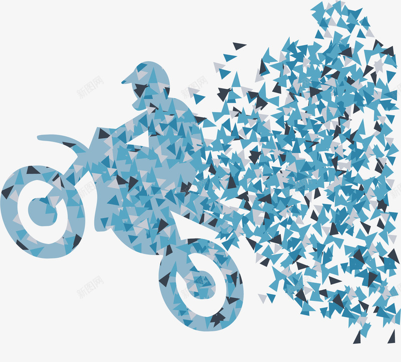 绿色几何碎块摩托车矢量图ai免抠素材_88icon https://88icon.com 三角块 几何块 拼图 摩托车 矢量素材 绿色 骑摩托 矢量图