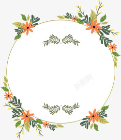 橘色花朵婚礼边框矢量图素材