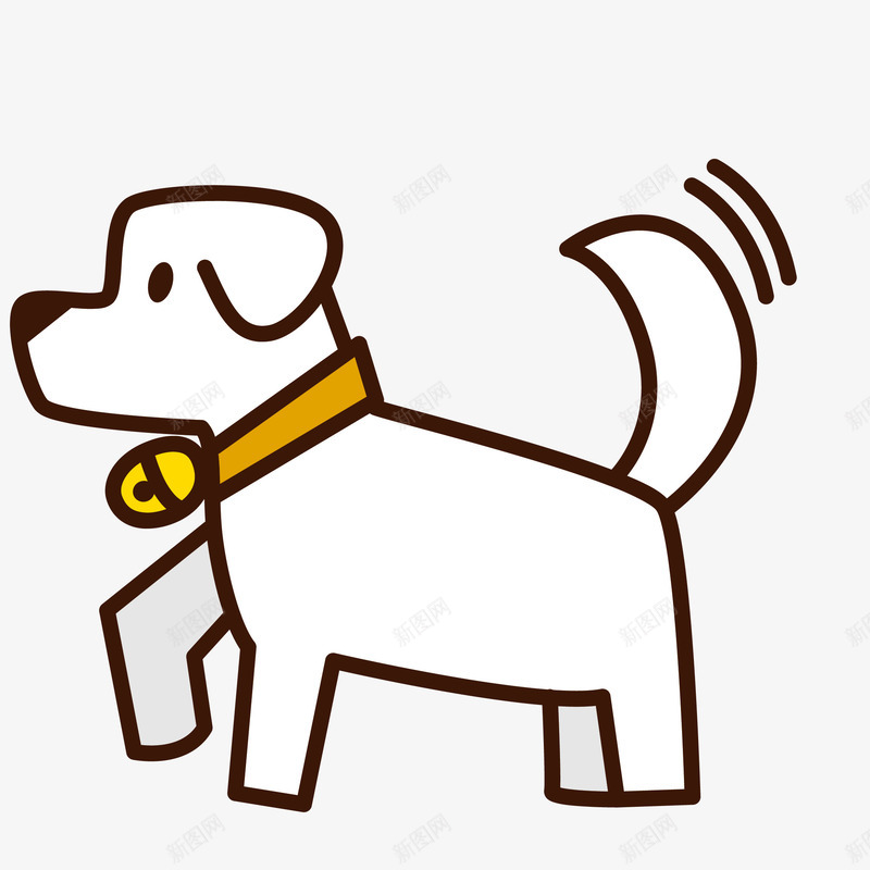 白色手绘的卡通小狗png免抠素材_88icon https://88icon.com 免抠图 动物 小狗 效果图 装饰图 装饰画 黄色铃铛