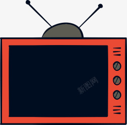 红色电视机卡通古老红色电视机高清图片