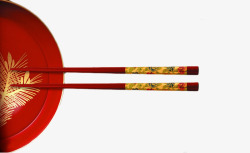 红色筷子红色喜庆盘子筷子高清图片