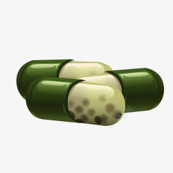 药盒包装手绘医疗绿色胶囊药品高清图片