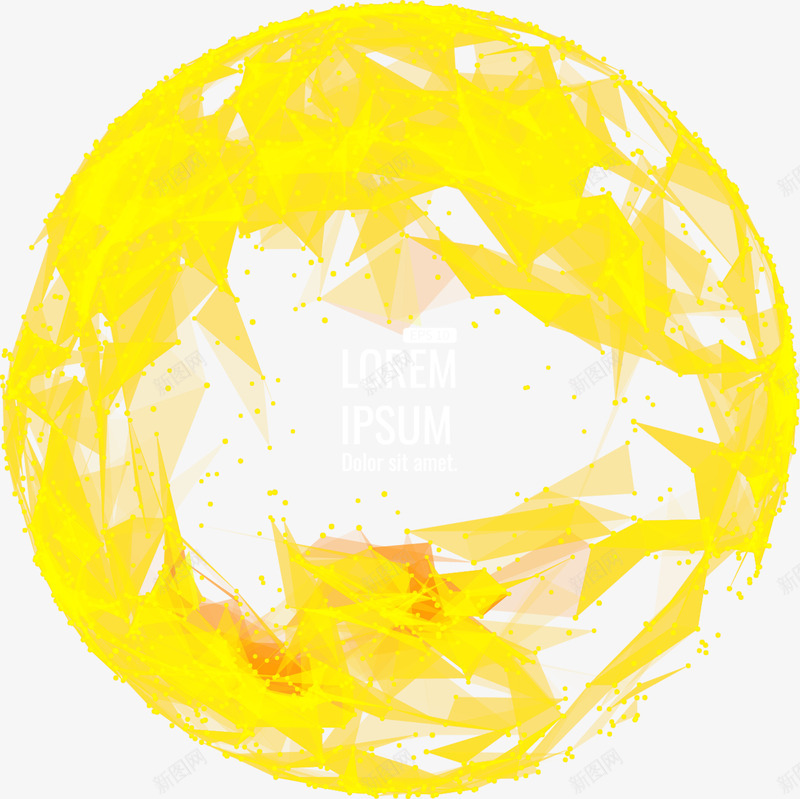 橙黄色多边形组合圆环png免抠素材_88icon https://88icon.com 唯美 唯美背景 圆点 抽象地球 橙色