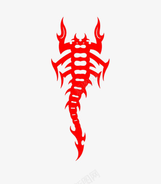 红色蝎子剪纸装饰图标图标