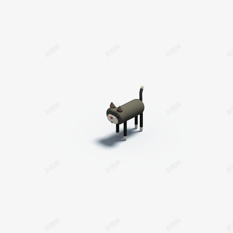 可爱的黑色3D动物png免抠素材_88icon https://88icon.com 三角耳朵 尾部 立体 等轴3D 长尾巴 高清 高端 黑色猫咪