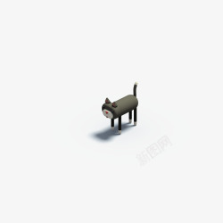 长尾巴猫咪可爱的黑色3D动物高清图片