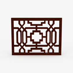 对称花纹长形古典中式花窗素材