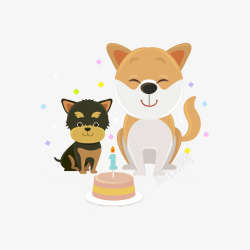 小狗的一岁生日蛋糕素材