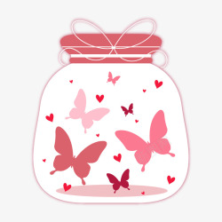 瓶中美丽瓶中飞舞的蝴蝶插画高清图片