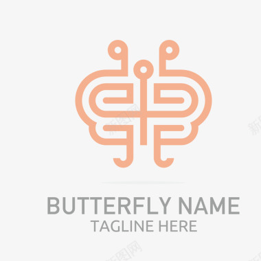 可爱的蜜蜂粉色可爱蝴蝶logo矢量图图标图标