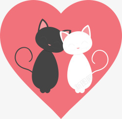 浪漫粉红情侣猫咪矢量图素材