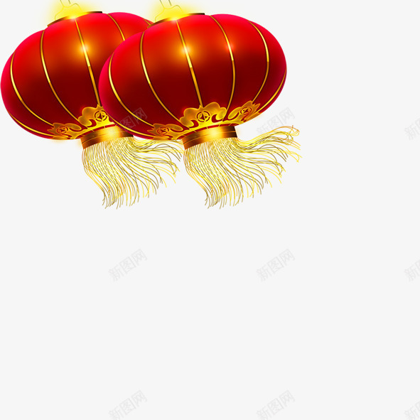 喜庆红灯笼psd免抠素材_88icon https://88icon.com 新年 灯笼 红色 黄色