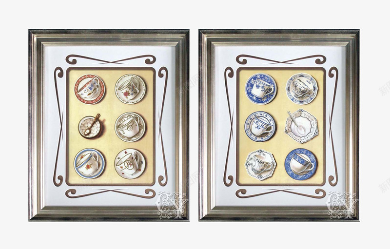 中式线条花纹金属框六个盘子长方png免抠素材_88icon https://88icon.com 中式壁画 中式装饰画 金属框 长方形