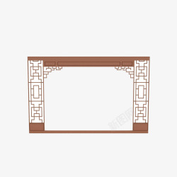 棕色中式门框素材