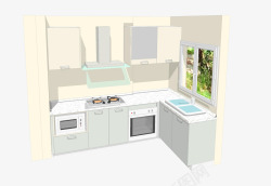 厨房整体橱柜家装效果图素材