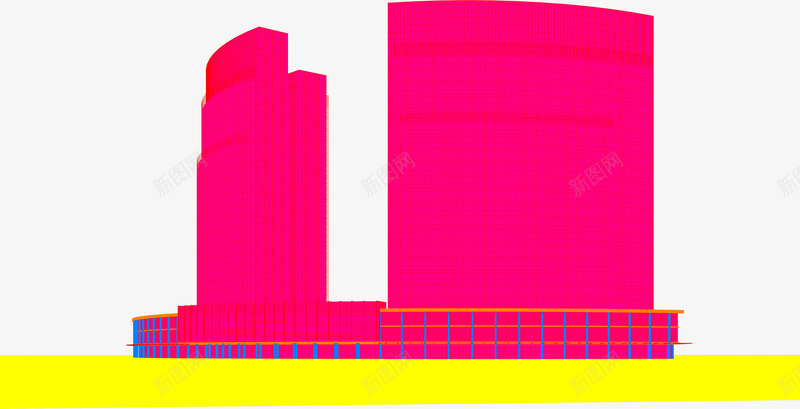 粉色办公大楼效果图png免抠素材_88icon https://88icon.com 办公 大楼 效果图 粉色