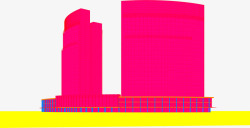 粉色办公大楼效果图素材