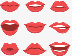 露齿的嘴型复古红色性感嘴唇矢量图高清图片